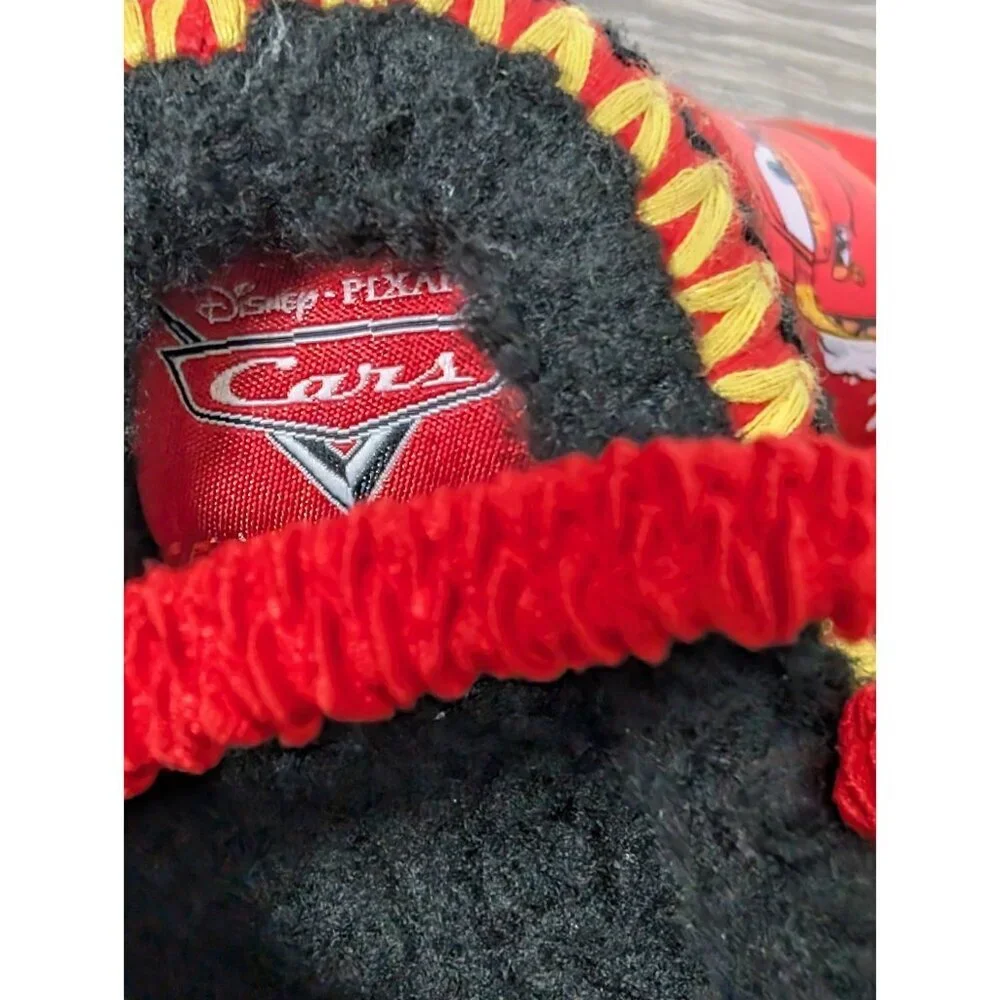 Disney Pixar Cars Lightning McQueen Kids Sz 11/12 Slippers Shoes Fleece Strap